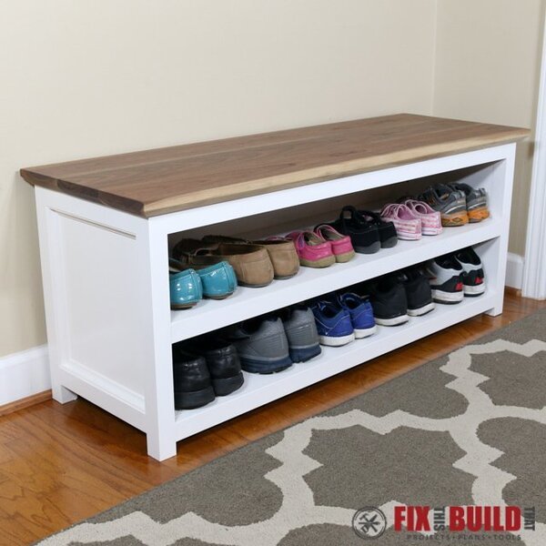 DIY Shoe Storage Bench Plans - Fix This Build That LLC