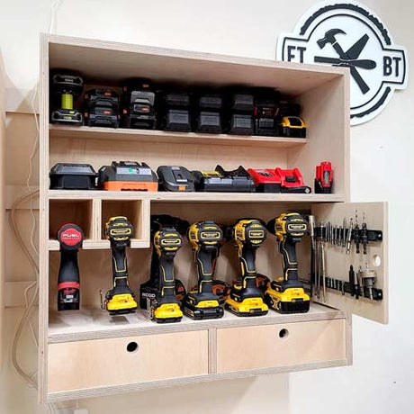 Drill Charging Station & Cordless Tool Storage 2 - Plan Combo - Fix This Build That LLC