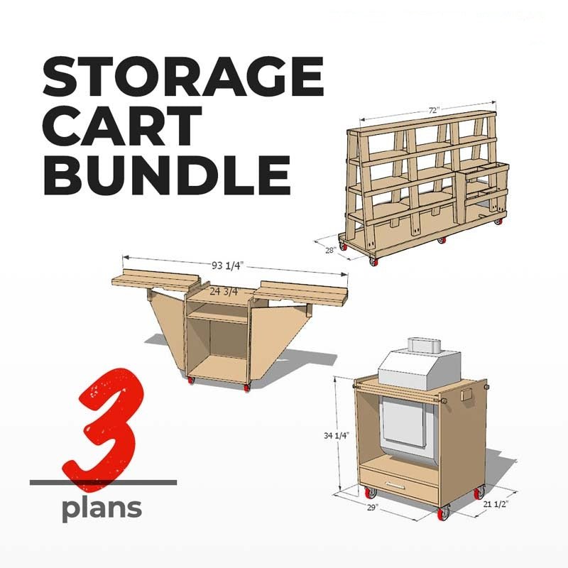 Mobile Storage Cart Bundle (Miter Saw Stand, Flip Top, Wood Storage) - Fix This Build That LLC