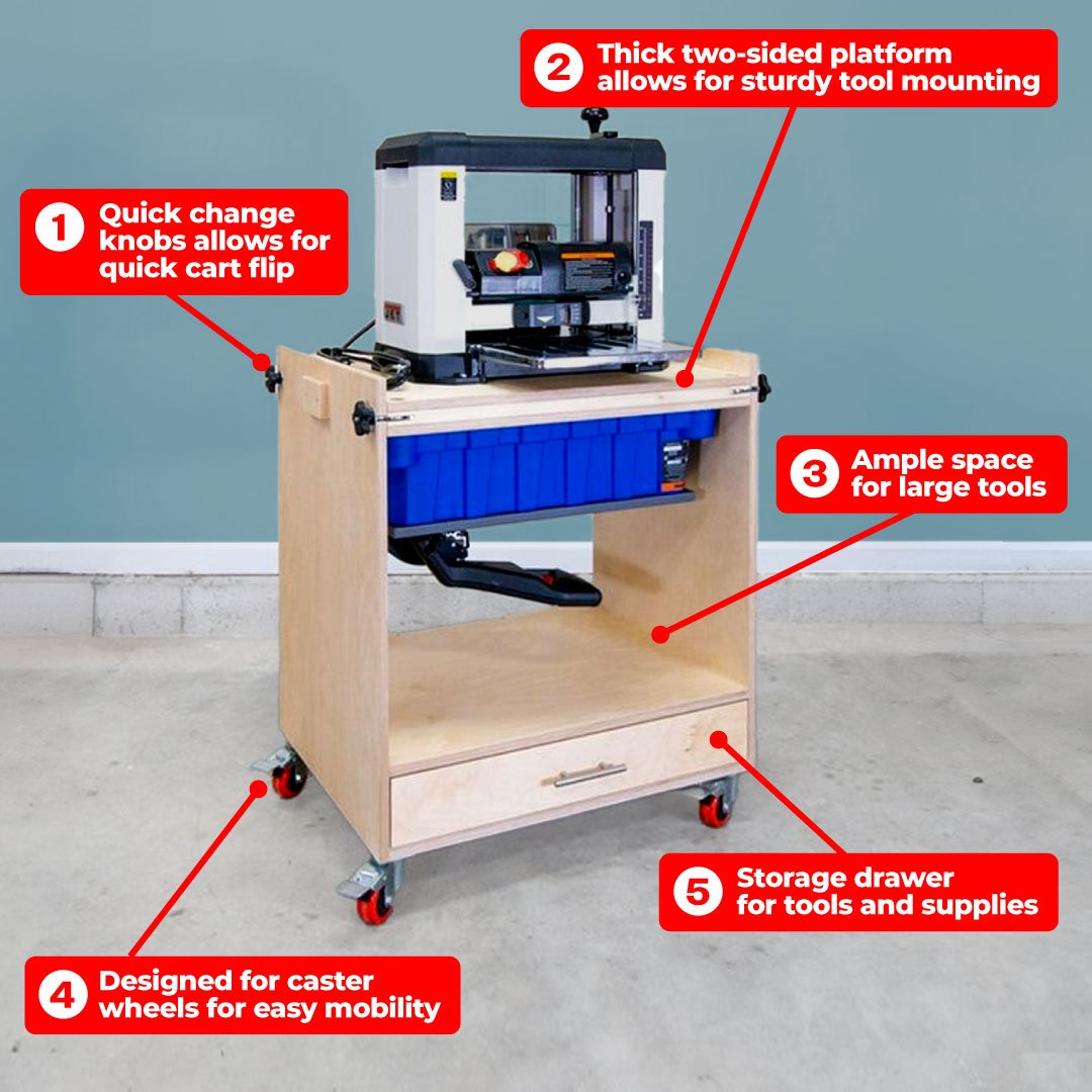 Mobile Storage Cart Bundle (Miter Saw Stand, Flip Top, Wood Storage) - Fix This Build That LLC