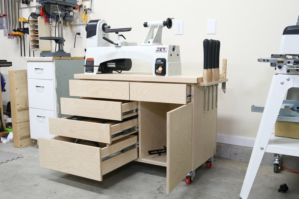 Wood Lathe Stand w/Storage Plans - Fix This Build That LLC